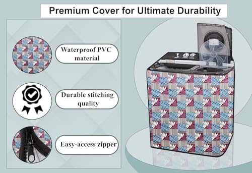 Image of Stylista Washing Machine Cover Compatible for GODREJ 8KG Semi-Automatic Top Loading WSEDGE ULT 80 5.0 DB2M CSBK, Surface Pattern Grey