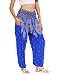 Lofbaz Women's Floral Smocked Waist Harem Pants Boho Clothing Blue S