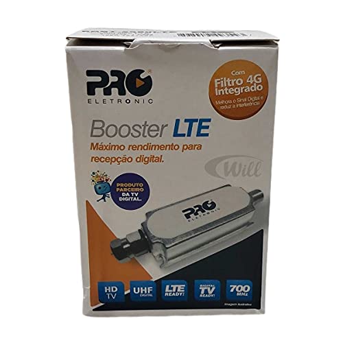 Mini booster 26db UHF com filtro LTE PQBT-2650LTE