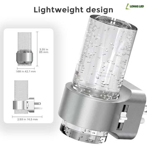 Image of L LOHAS LED Night Lights Plug into Wall, 2 Pack Mini Dimmable Night Light | Dusk-to-Dawn, Soft White /Cool White /Amber 3 Light Color, 0-100LM Adjustable Brightness, Bubble Nightlight for Hallway
