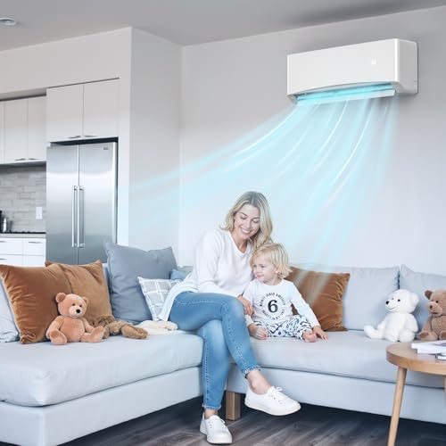 Image of 9000BTU Mini Split Air Conditioner& Heater, 17 SEER2 ๐๐๐๐ Wall-Mounted AC Unit Cools Rooms up to 450 Sq. Ft, Energy Efficient Inverter AC with Heat Pump