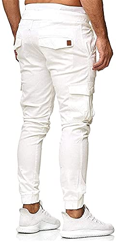 Pantalon de randonnée stretch et léger avec multi-poches cargo homme blanc