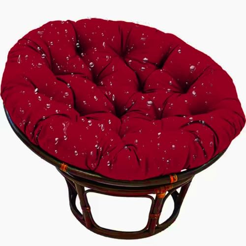 Waterproof Round Chair Cushion Replacement Outdoor Garden Seat Pad Upholstered Sitting Pillow for Rattan Chairs Wine Red 110×110 cm - Perfect for Comfort & Style