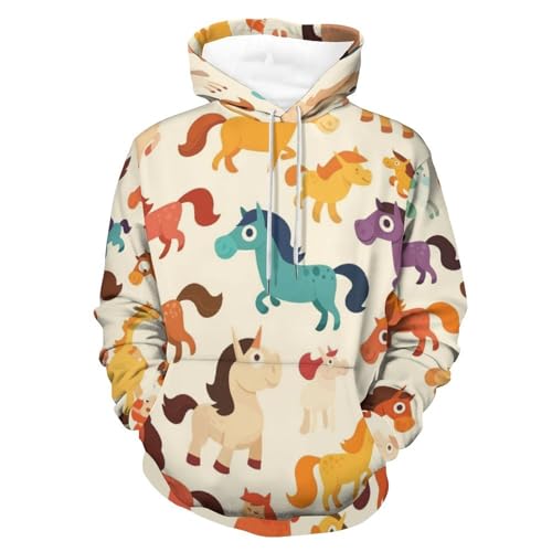 Sweatshirt cheval coloré pullover de détente pour weekend taille S