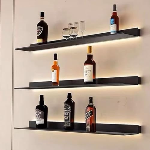 Étagères murales éclairées en métal noir pour design épuré