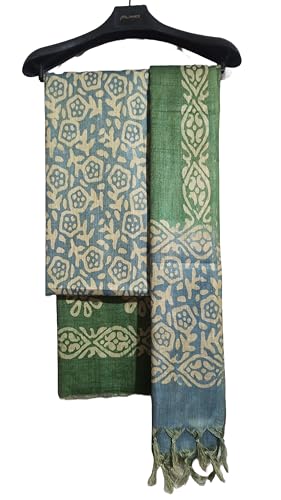 Image of HAIDER ALI AND SONS Handloom Cotton Silk Batik Print Unstitched Dress Material for Women with Dupatta | Bhagalpuri Suit Set | Salwar Suit Material | Festival, Party & Casual Wear