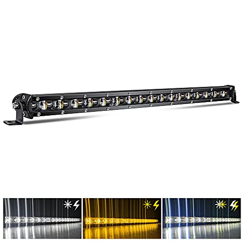 CO LIGHT Led Light Bar Single 20 inch Slim Single Row Lightbar Driving Combo Beam Off Road Fog Work Lights with Mounting Brackets & 6D Reflectors for Truck Car Cabin Boat ATV UTV
