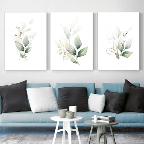 Toile feuilles vertes XINBAO poster botanique doré 70x100 cm