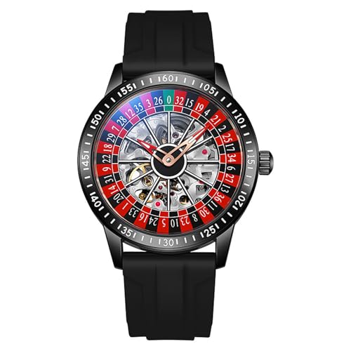 JUSKAQZYI Armbanduhr Vollautomatische mechanische Uhr schwingen rotierendes Zifferblatt Edelstahl hohlheife wasserdichte Uhr für Männer als Geschenk geeignet Uhren