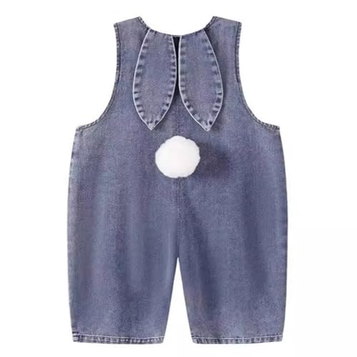 Twinklesweetie Easter Bunny Denim Overalls for Toddler Cute Rabbit Ear Design Unisex Kids Jumpsuit Soft Washable Bib Pants for Gift Daily Wear (Blue 18-24 Months)