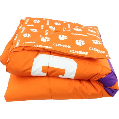 Image of College Covers Everything Comfy Clemson Tigers Reversible Big Logo Soft and Colorful Comforter, Twin