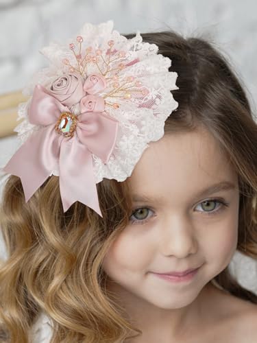 Bohend Tea Party White Fascinators Hats Bow Flower Ribbon Women Hat Rhinestone Lace Hair Clip Wedding Accessories for Girls2