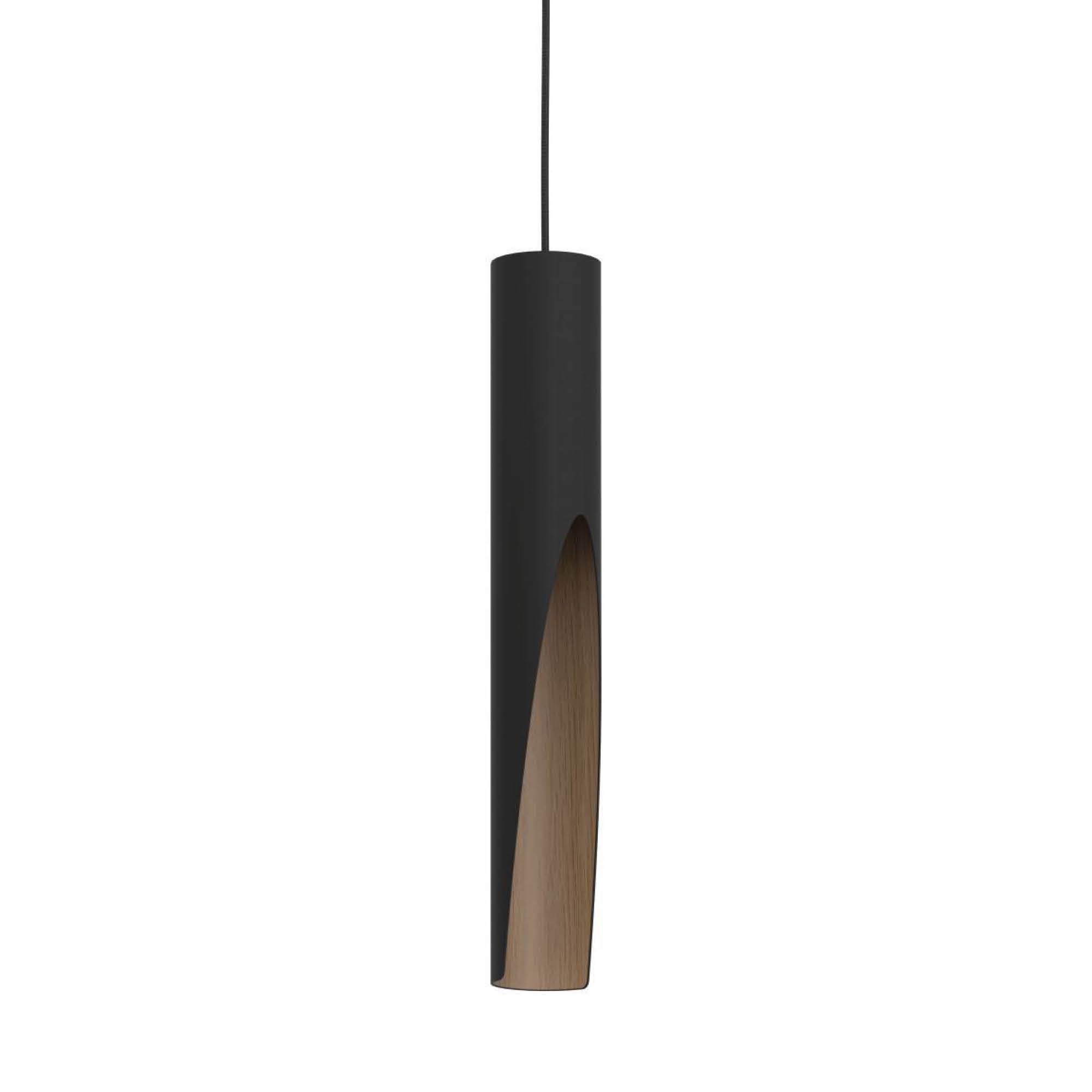 Eglo LED Pendant Lighting Barbotto, Hanging lamp with indirect Lighting, Metal Ceiling Light Fixture in Black and Wood Look, GU10 Bulb, Warm White, FSC Certified