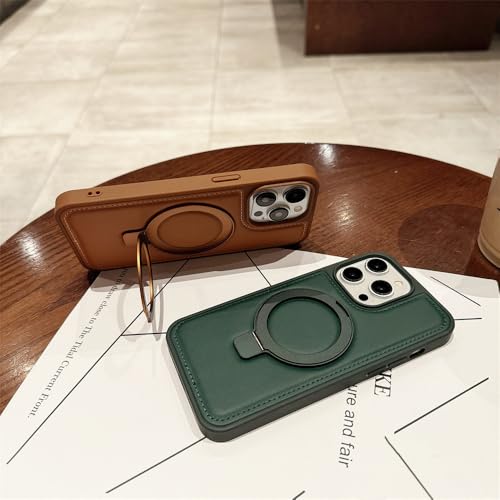 Étui de téléphone avec support en cuir marron antichoc iPhone 15 - 4