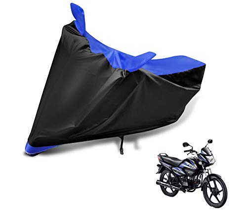 Image of Auto Hub Bike Cover Compatible with Hero Splendor Plus with Mirror Pocket, Dustproof, Heat Resistant, Triple Stitched, Splendor Plus Bike Cover- Black, Blue