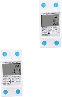 Generic 2pcs Power Meter Kilowatt Usage Meter Energy Monitor Din Rail Watt Meter Wattage Meter Electrical Equipment Kwh Meter Voltage Meter Wattmeter Voltmeter Energy Meter Electronic 50hz