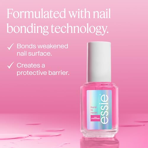 Image of essie Nail Care, 8-Free Vegan, Hard To Resist Nail Strengthener, Glow and Shine, pink tint, 0.46 fl oz