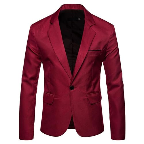 Dressnu Chaqueta de traje de talla grande para hombre, para trabajo, informal, para hombre, rojo vino, XXXL
