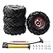 Rchobbytop 4pcs RC 2.2 Inch Crawler Tires Inflatable OD 140mm Mud Badland Tractor Tread Tyres and 12mm Wheel Rims Lock Nuts for 1:10 Monster Truck Crawling Car Traxxas Maxx Axial RC4WD, Red