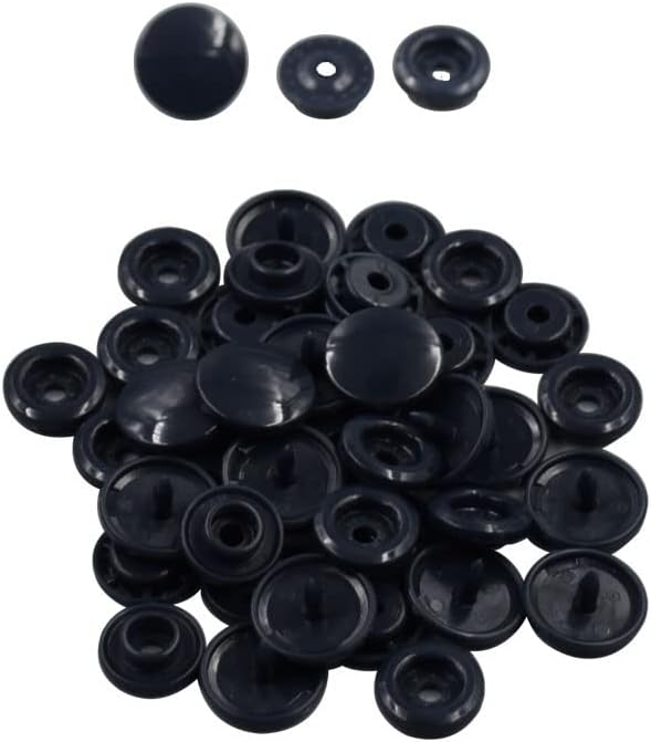 Tusrai Black Plastic Snap Button Size 20 1000Sets Sew On Plastic Snap Fasteners for Clothing Glossy T5 Round -B5