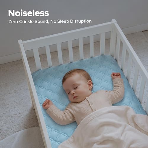 Image of BEDLORE Baby Crib Mattress Protector 2-Pack Waterproof Blue 52 inchx28 inch