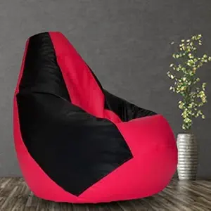 GUNJ XXXL Tear Drop Bean Bag Cover (Without Beans) (Black, Pink)