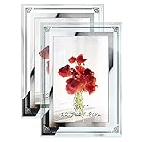 HORLIMER 5x7 Picture Frame Set of 2, Glass Photo Frame 5 by 7 for Tabletop, Horizontally or Vertically