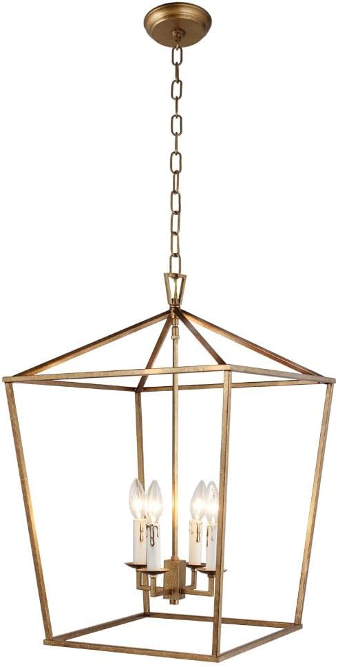 Openwork Lantern Pendant Stairway Entry Kitchen Hall Foyer Fixture Chandelier (Gold)