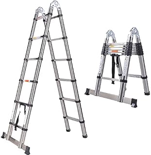 Telescopic Ladder DIY Stainless Steel Portable Folding Extendable Extension Multi-purpose Ladders (1.9+1.9 M)
