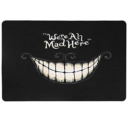 Zerodis Paillasson Drôle We're All Mad Here - Tapis de Porte Antidérapant en Caoutchouc Lavable pour Intérieur/Extérieur, Entrée, Cuisine, Salle de Bain,...
