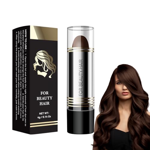 Rostblant Barra de coloración para el cabello, lápiz de color temporal, tinte de pelo instantáneo, resistente al agua, temporal y blanco, palo de maquillaje, color marrón oscuro