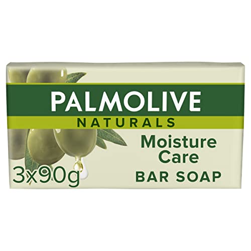 Palmolive Moisture Care Olive, Jabón en Pastilla con Extractos de Oliva, Jabón Hidratante, Pack 3 Uds x 90g
