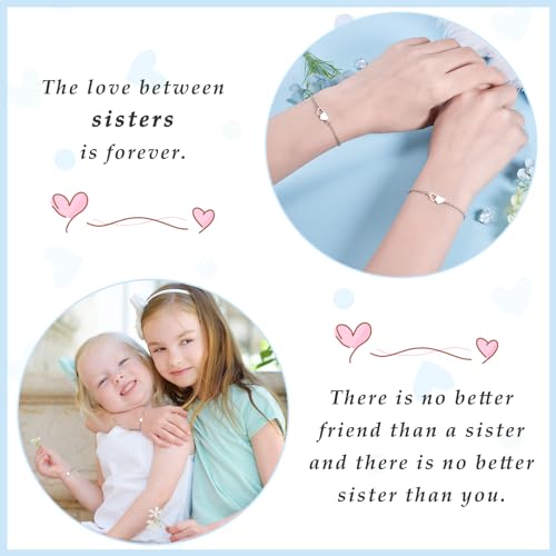 VU100 2/3 PCS Sister Bracelets Sister Gifts from Sister Matching Heart Stainless steel Bracelet Sister Bracelets for Women Birthday Gifts for Girl Best Friends3