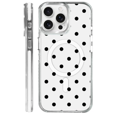 Coque iPhone 15 Pro Max Magsafe transparente et rigide à pois