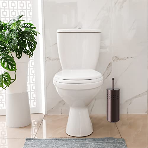 Blue Donuts Toilet Plunger with Holder for Bathroom, Multi Drain Suitable Also for Bathtubs, Quick Dry, Bronze