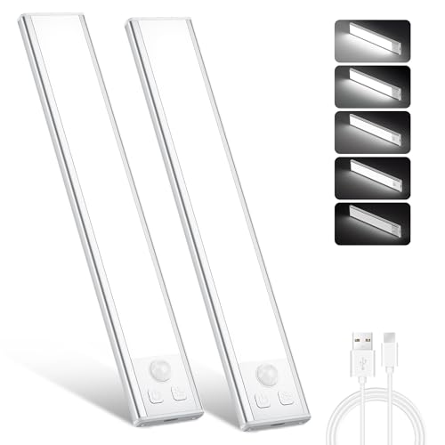 Ylatoial Schranklicht Unterbauleuchte LED Schrankbeleuchtung mit Bewegungsmelder, 41CM 2800mAh Stufenlos dimmbare Schrankleuchte Lichtleiste Sensor Aufladbare Nachtlampe für Küche Schlafzimmer 3000K