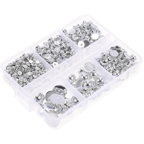 SEWOART Semicircle Pearl Charms DIY Kit Plastic Half Round Pearls Jewelry Making Supplies Nail Charms for Craft Abs Material