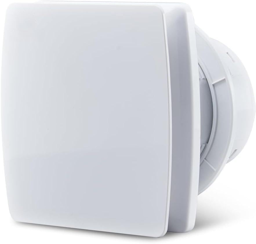 Glovios Extractor de Baño Silencioso, 100mm Ventilador Extractor de Aire Antirretorno, Ventilador Baño con Válvula Anti Retorno, Extractor de Aire para Baños Cocinas Garajes, IPX4