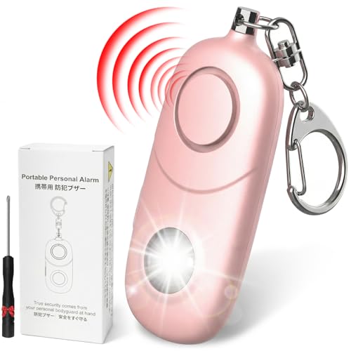 Qoosea Llavero Alarma Personal 135dB con Luz Estroboscópica para Mujeres, Niños, Estudiantes, Ancianos – Alerta de Seguridad, Autodefensa de Emergencia, Carrera Nocturna, Senderismo(Rosa)