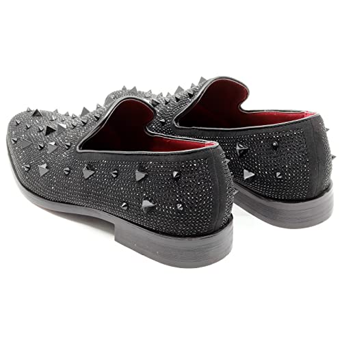 Men's Vintage Spike Rhinestone Designer Classic Smoking Dress Tuxedo Loafers Slip On Shoes Sm-24 (Black, Us_Footwear_Size_System, Adult, Men, Numeric, Medium, Numeric_11) #TOP4