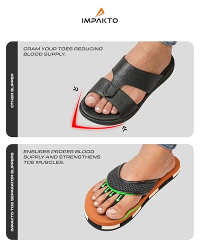 Image of Impakto 5 Finger Slippers for Men | Lightweight & Flexible Flip Flop | Toe-Alignment & Quick Drying | Skid-Resistant & Comfortable Bouncy Sole | Summer Chappal for Indoor & Outdoor