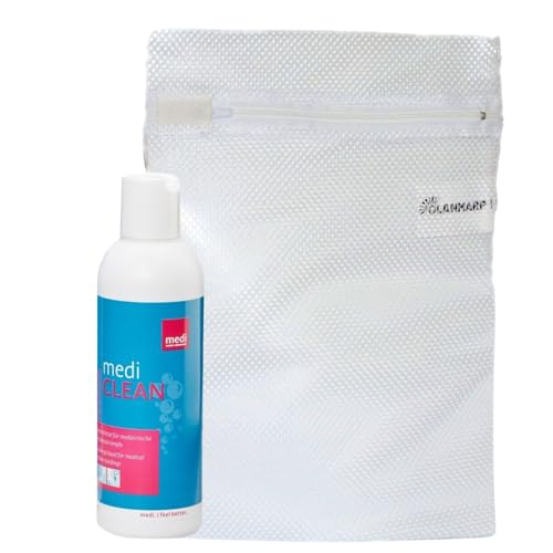 Detergente para medias de compresión Medi Clean 200 ml - Protección del color, suave, sin olor, con bolsa de lavado Olanmarp
