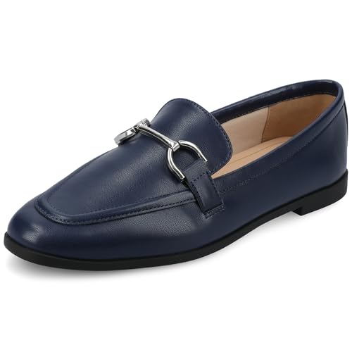 Image of Journee Womens Mizza Loafer Slip On Square Toe Dress Flats