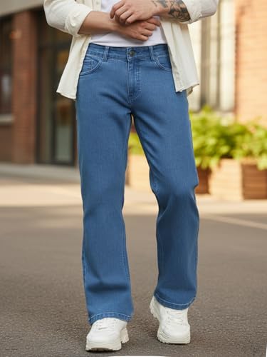 Image of Urbano Fashion Men's Stretch Fit Mid Rise Washed Bootcut Jeans Stretchable