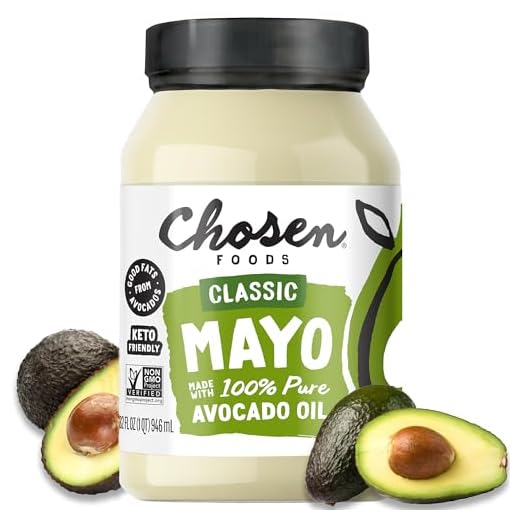Chosen Foods 100% Avocado Oil-Based Classic Mayonnaise, Gluten & Dairy Free, Low-Carb, Keto & Paleo Diet Friendly, Mayo for Sandwiches, Dressings and Sauces, Made with Cage Free Eggs (32 Fl Oz)