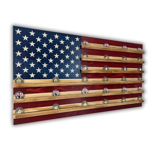StalloneFlagCompany Rustic American Flag Challenge Coin Display for Heroes, Handcrafted