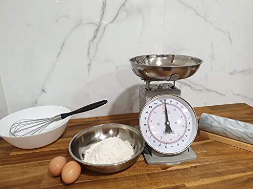 Marliz 11 Lb/ 5Kg Old Antique Style Mechanical Kitchen Scale With 2 Bowls |Food Scale For Kitchen| Analog Kitchen Scale Kilogram/Pounds| Analog Food Weight Scales |Meat Scale Grey #TOP2