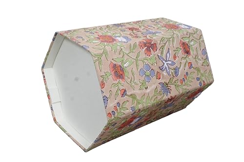 Image of Generic 3.3 Gallon Cotton Hand Block Printed Paper Waste Basket |Small Decorative Trash Can for Housewarming Gifts in Living Room, Bedroom, Bathroom | Eco-Friendly, Plastic-Free (1, CR. BLUE GREEN)
