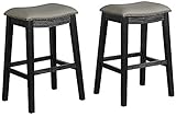 ERGOMASTER Bar Stools Set of 2, 29' Counter Height Bar Stools with Faux Leather, Backless Saddle...