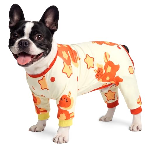 Image of BRKURLEG Soft Dog Pajama, Dog Recovery Suit, Beige, L | Long Sleeve Prevent Shedding, Anti-Licking wounds, Pet Onesie Cute & Stretchy Puppy Jumpsuit Pjs for Small to Large Breeds